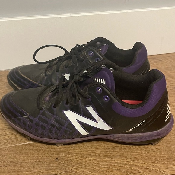 New Balance 4040 Men's METAL Baseball Cleats BLACK PURPLE Size 13 Pre-Owned - Picture 7 of 9